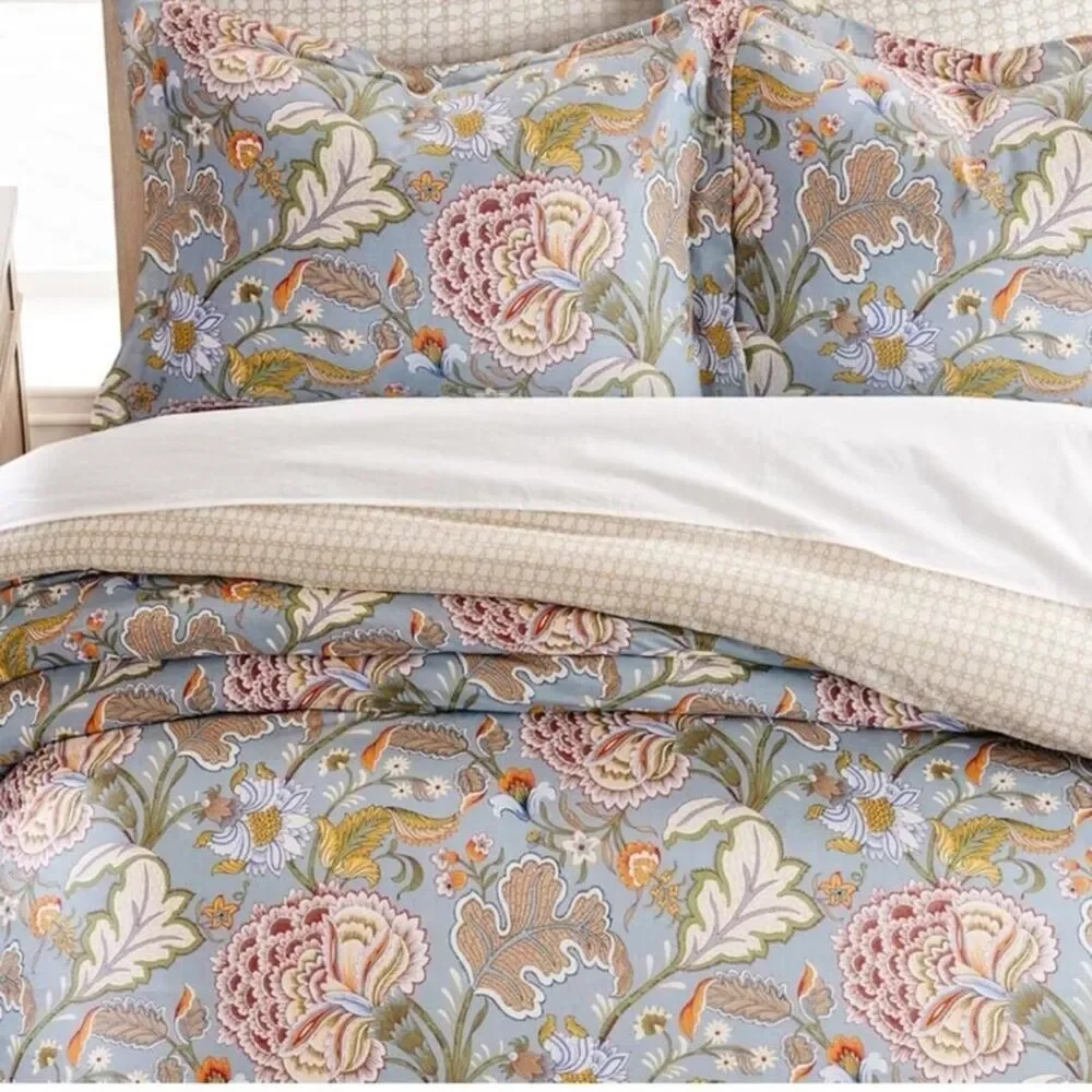 🆕 PB Style Floral Queen Duvet Cover 3 piece Set Cotton Bedding Soft Luxury NEW